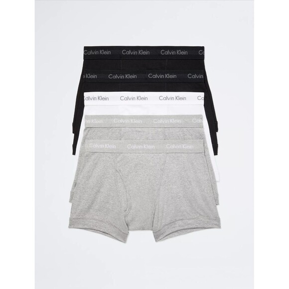 CALVIN KLEIN Boxer Brief Mens Large Black Gray White 5-Pack 100% Cotton - Picture 1 of 6